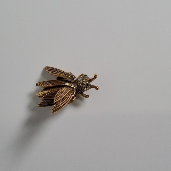 Pauline Rader Retro Rhinestone insect Brooch Signed - Picture 5 of 5